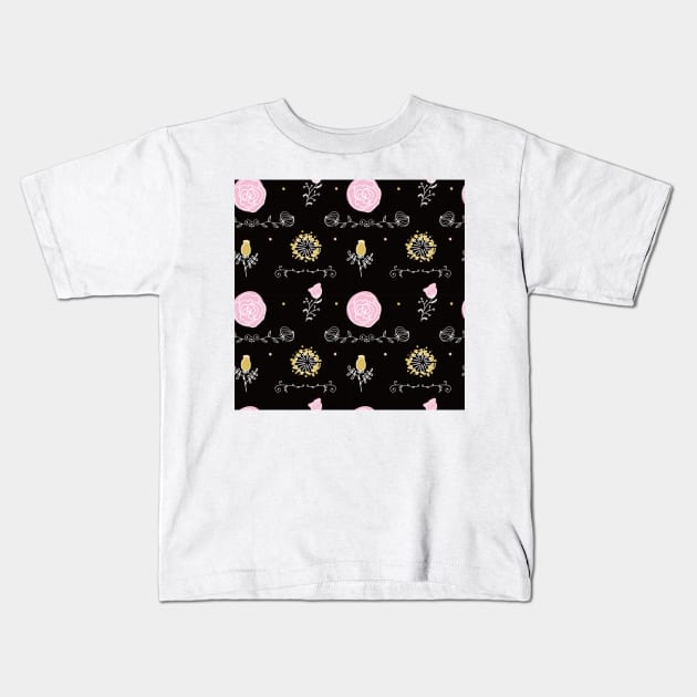 Elegance Seamless pattern with flowers Kids T-Shirt by Olga Berlet